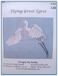 Flying Great Egret / Designs by Kathy